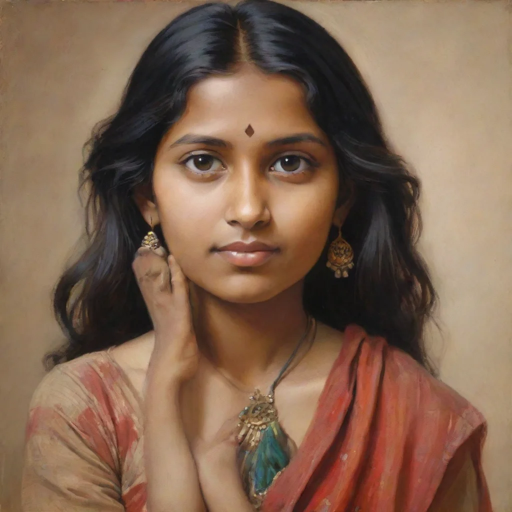 aiartstation art indian young woman with a small figure.  confident engaging wow 3