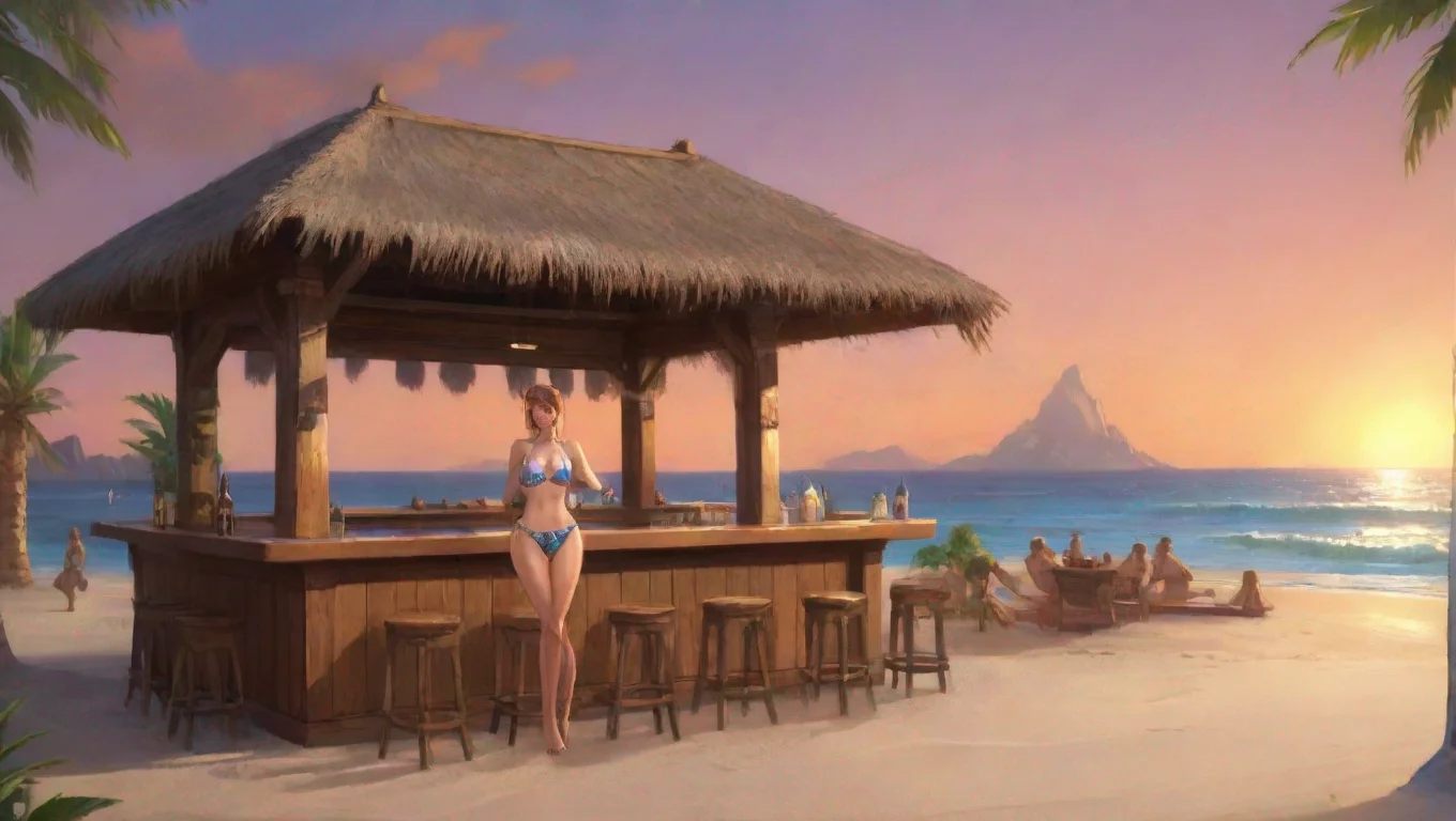 aiartstation art is a girl in swimwear at the bar confident engaging wow 3