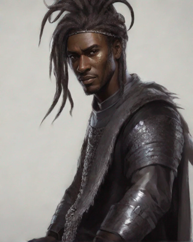 aiartstation art jamaican man wearing chainmail coiffe in hellscape confident engaging wow 3