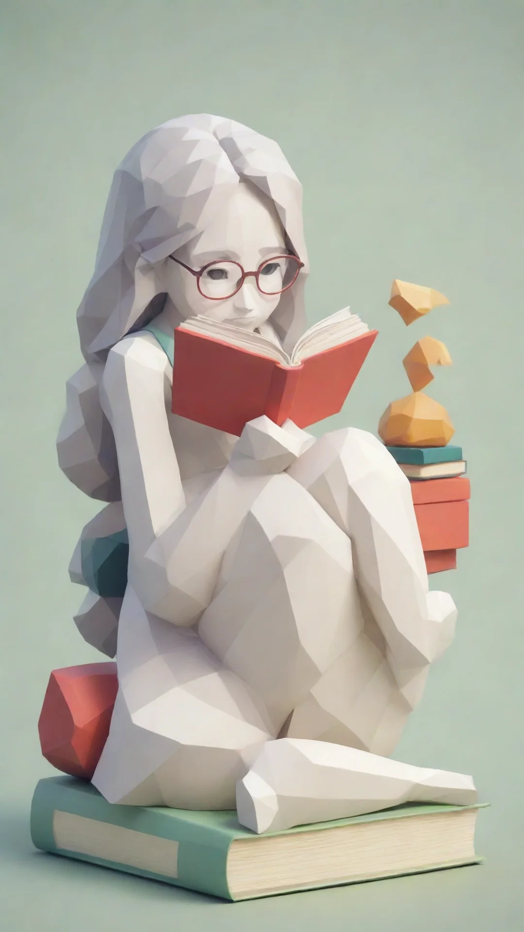 aiartstation art japanese line art low poly bookworm confident engaging wow 3 hdtall