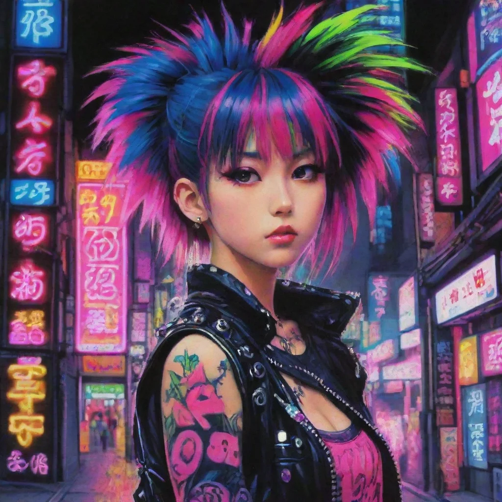 aiartstation art japanese neon punk neon punk neon punk neon punk neon punk confident engaging wow 3