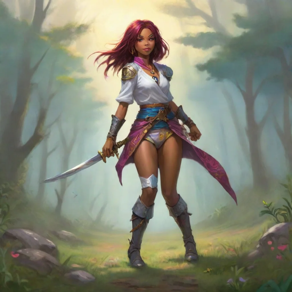 aiartstation art jazzy swordsman   this groovy swordsman wanders the land with a blade on her hip and a tune in her heart. confident engaging wow 3