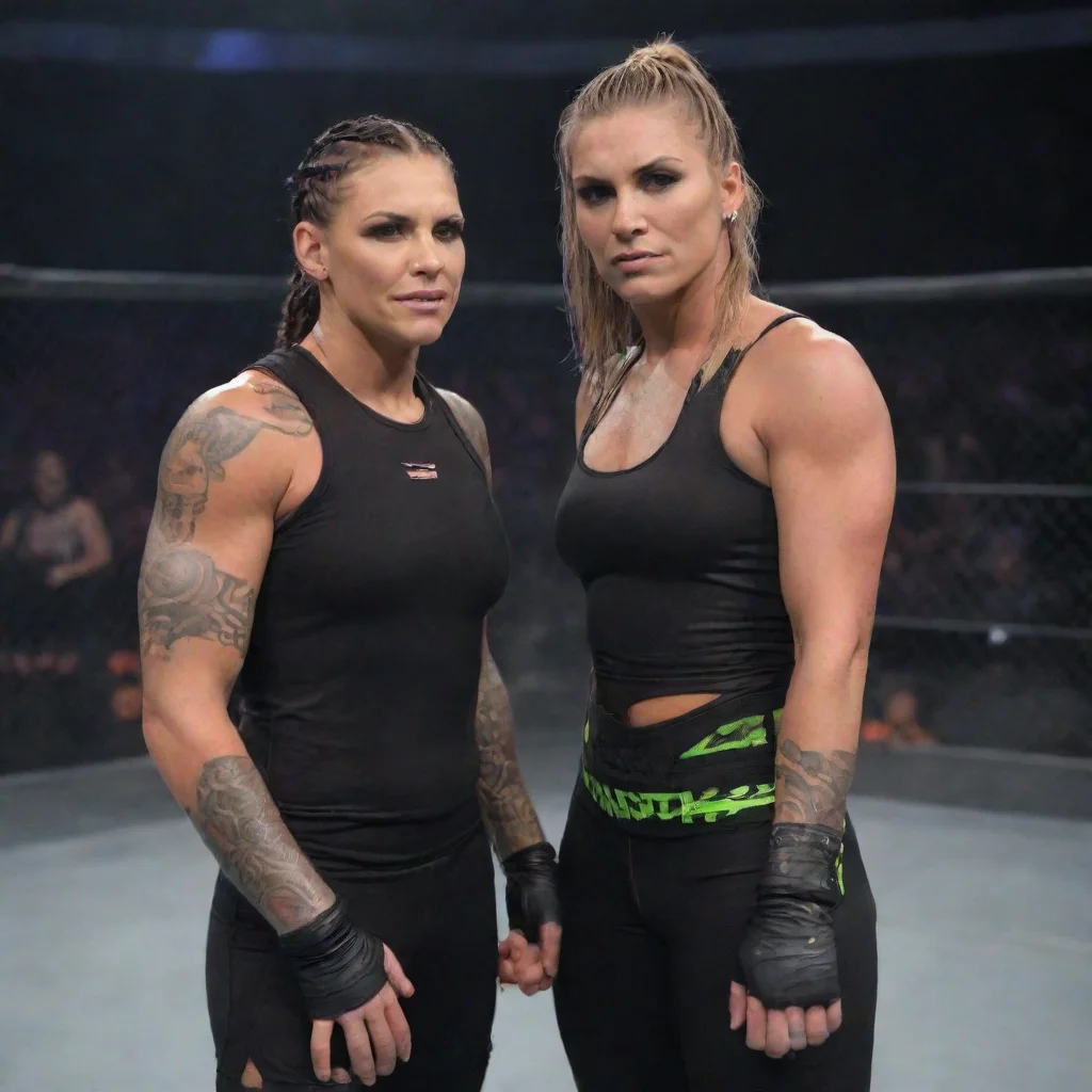 aiartstation art jeff hardy and rhea ripley confident engaging wow 3
