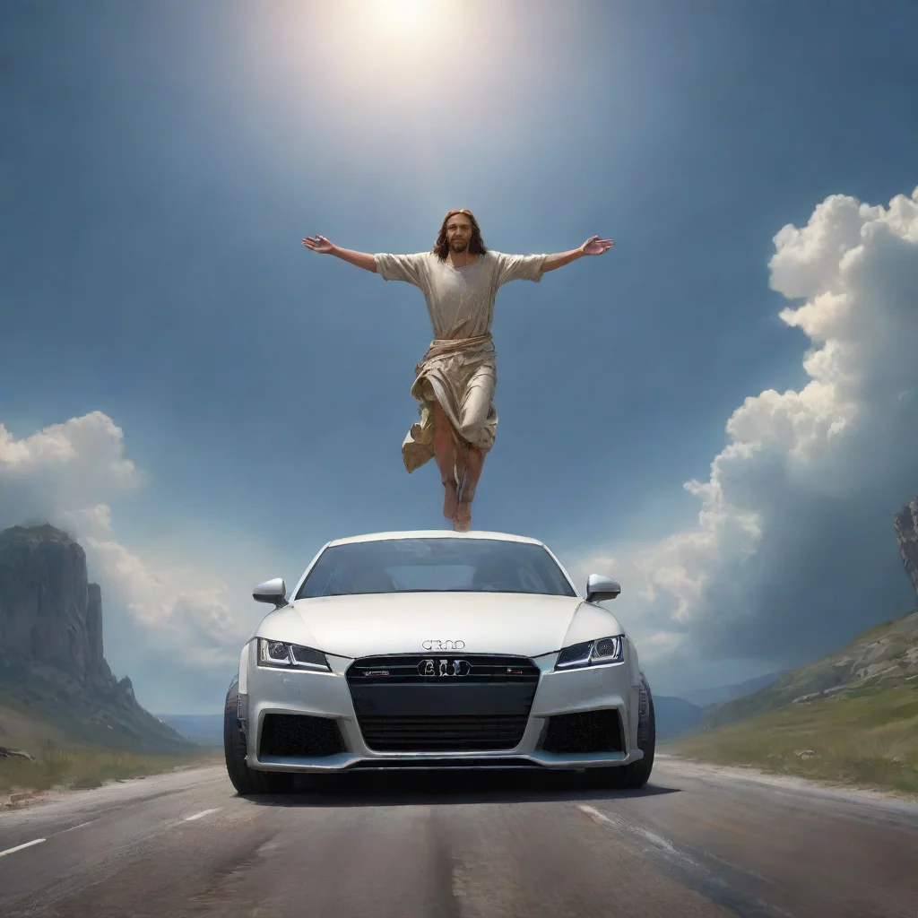aiartstation art jesus by heavens gate floating over mk1 audi tt confident engaging wow 3