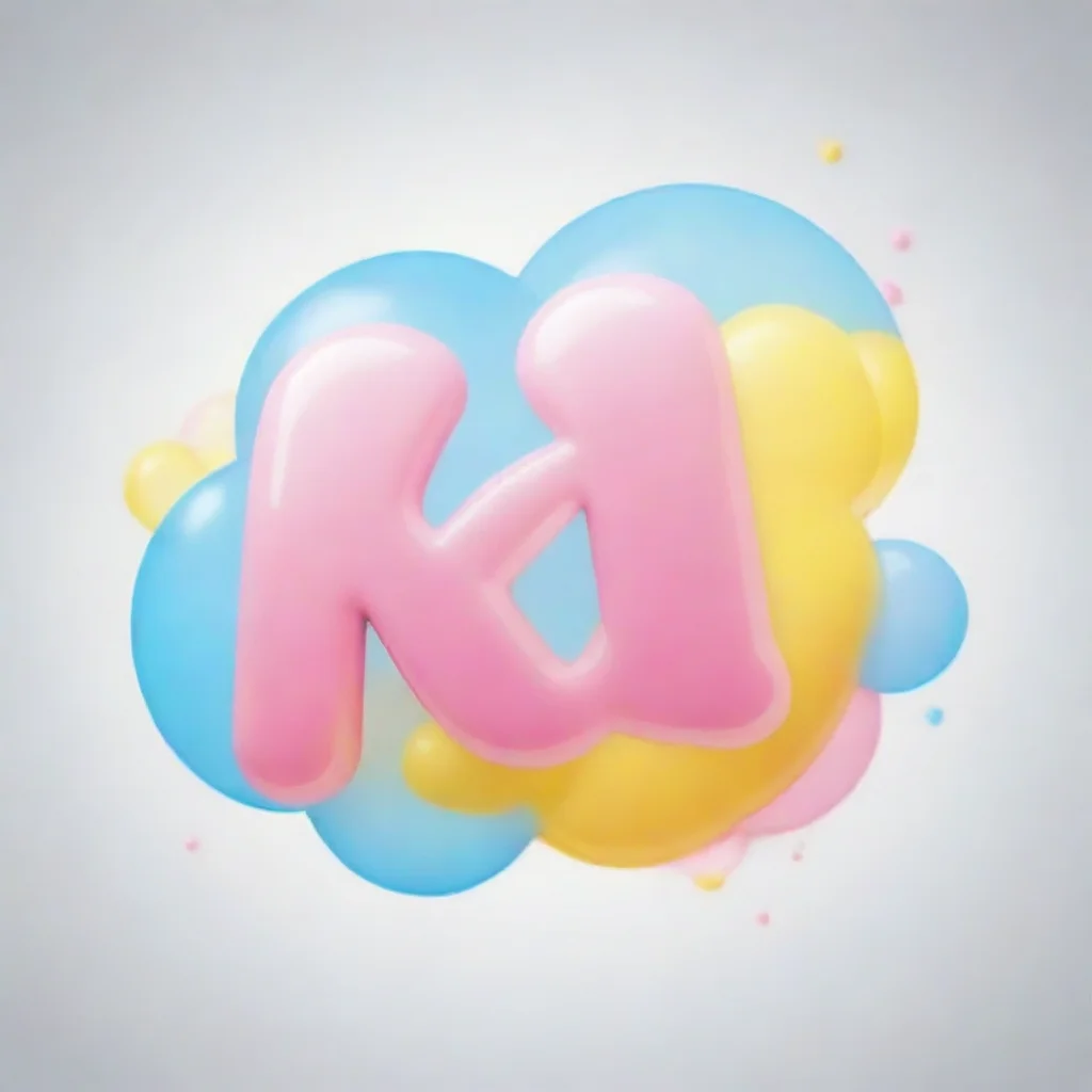 aiartstation art k in bubble style font with light blue pink and yellow color splash around it with white background confident engaging wow 3