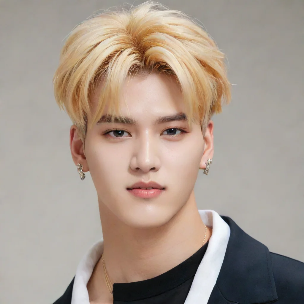 artstation art kang yeosang fron ateez with blonde hair confident engaging wow 3