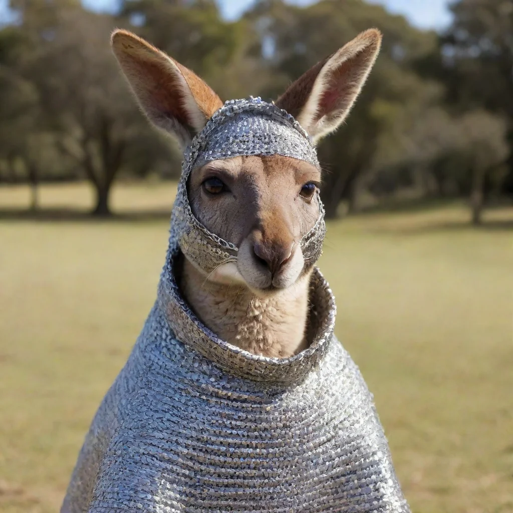 aiartstation art kangaroo wearing chainmail coif confident engaging wow 3