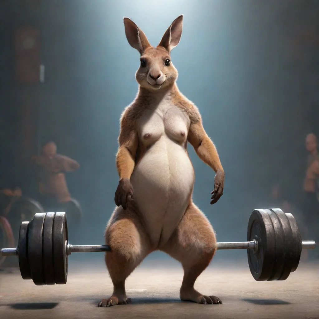 aiartstation art kangaroo weightlifter confident engaging wow 3