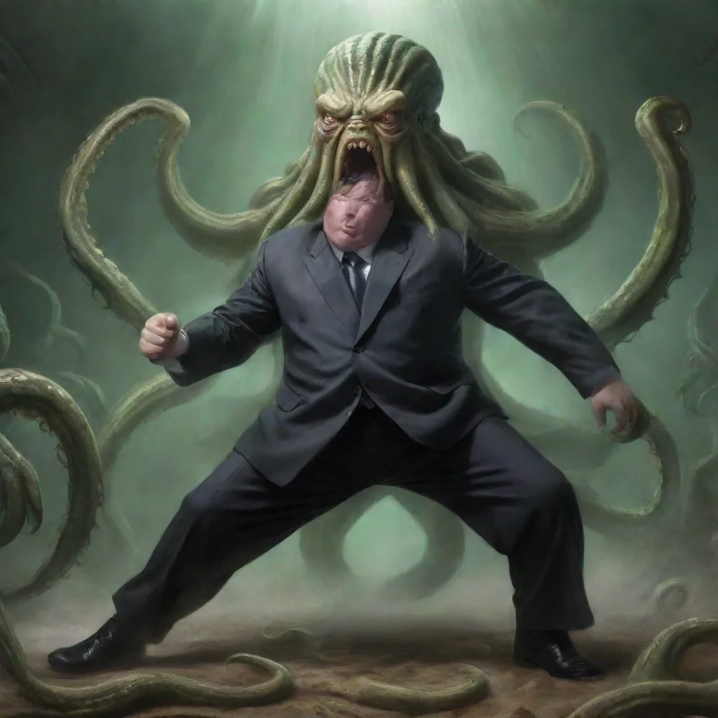artstation art king jong un fighting cthulu confident engaging wow 3