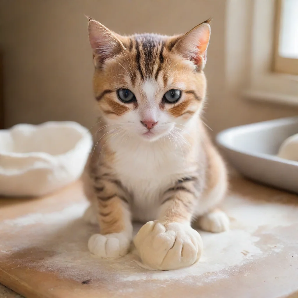 aiartstation art kitty cat kneading dough confident engaging wow 3