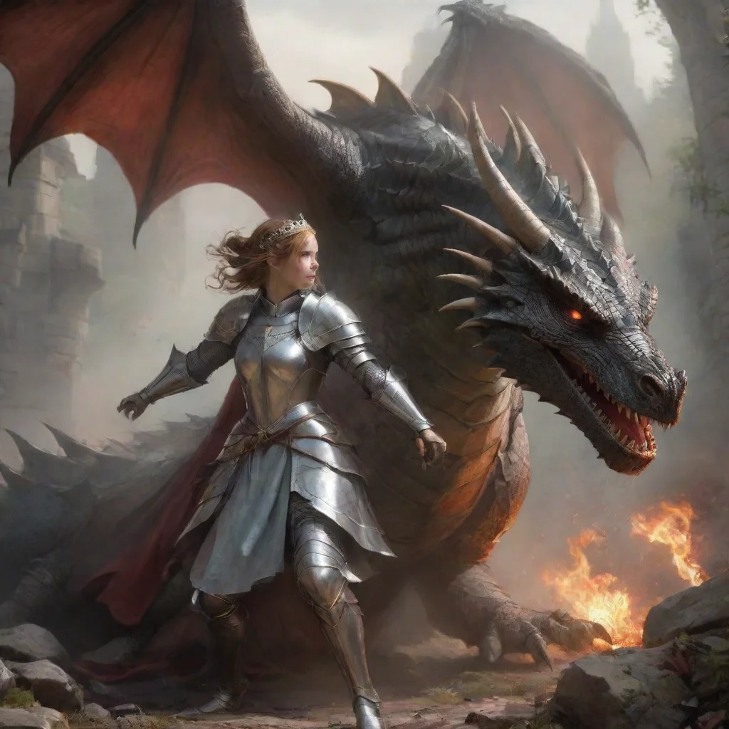 artstation art knight in armor saving a princess from a dragon confident engaging wow 3