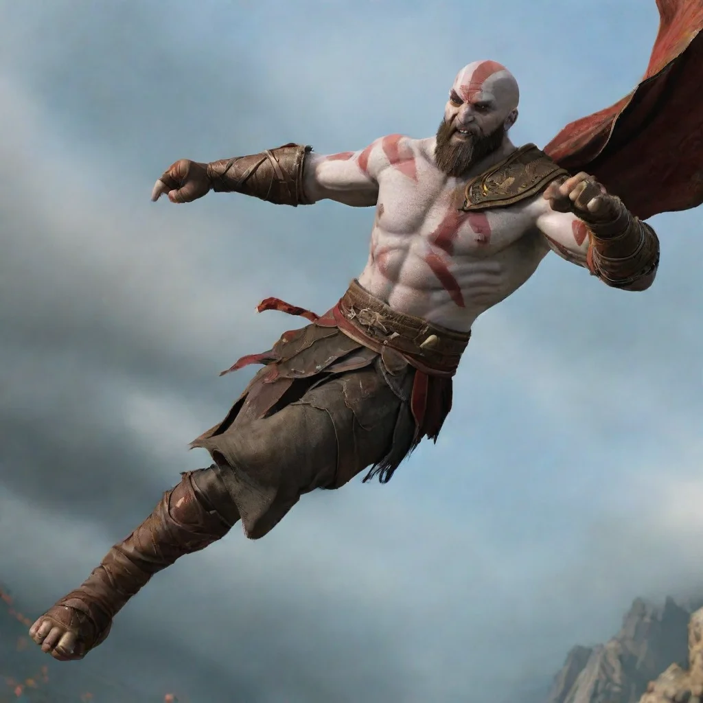 artstation art kratos flying confident engaging wow 3