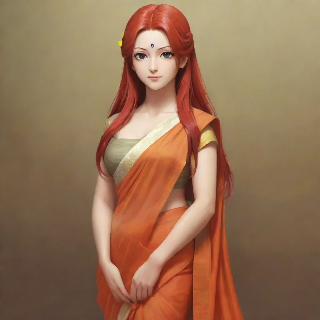 artstation art kushina uzumaki in saree  confident engaging wow 3