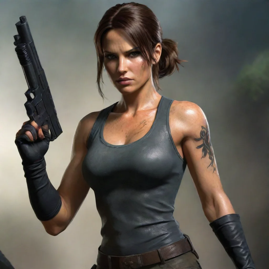aiartstation art lara croft as a supervillain confident engaging wow 3