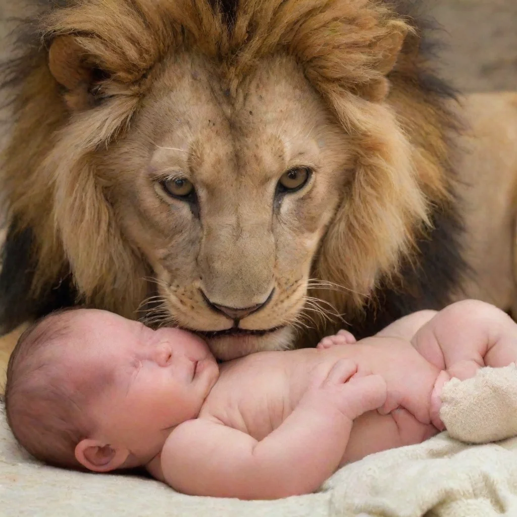 artstation art lion attacks newborn baby confident engaging wow 3