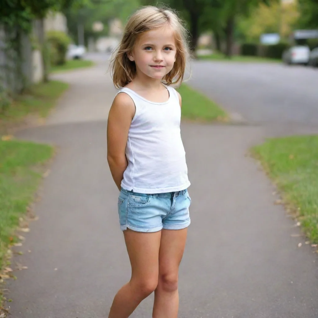 aiartstation art little girl in shorts confident engaging wow 3
