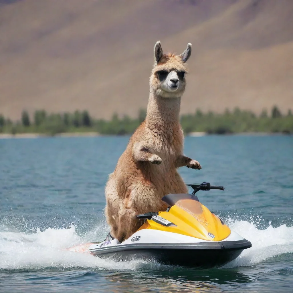 aiartstation art llama on jet ski confident engaging wow 3