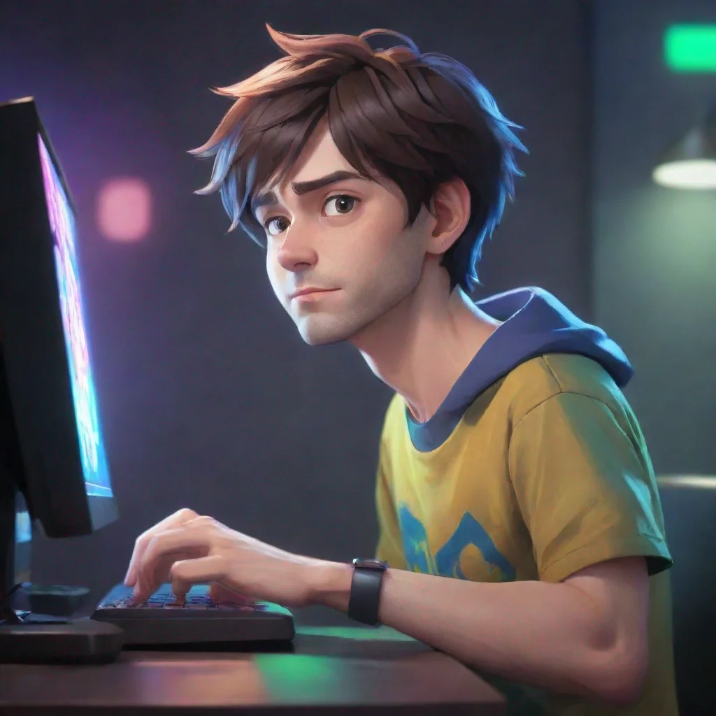 aiartstation art look like an anime cartoon style of a  40 year old man and change the background a little confident engaging wow 3