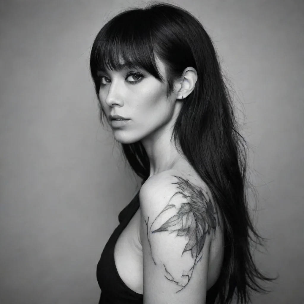 aiartstation art loreen fine line black and white tattoo confident engaging wow 3
