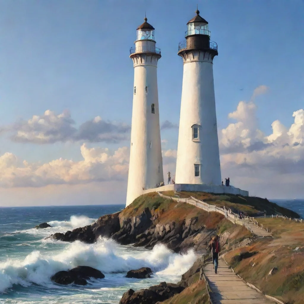 aiartstation art majestic lighthouse with person lovely artistic  confident engaging wow 3