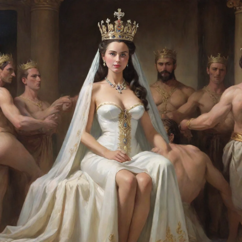 aiartstation art majestic queen nursing grown men while ruling a kingdom confident engaging wow 3