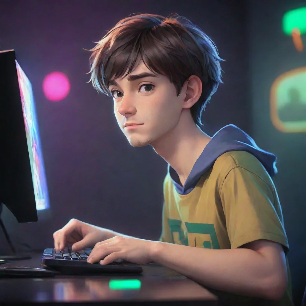 aiartstation art make this boy  look like an anime cartoon style of a  40 year old man and change the background a little confident engaging wow 3