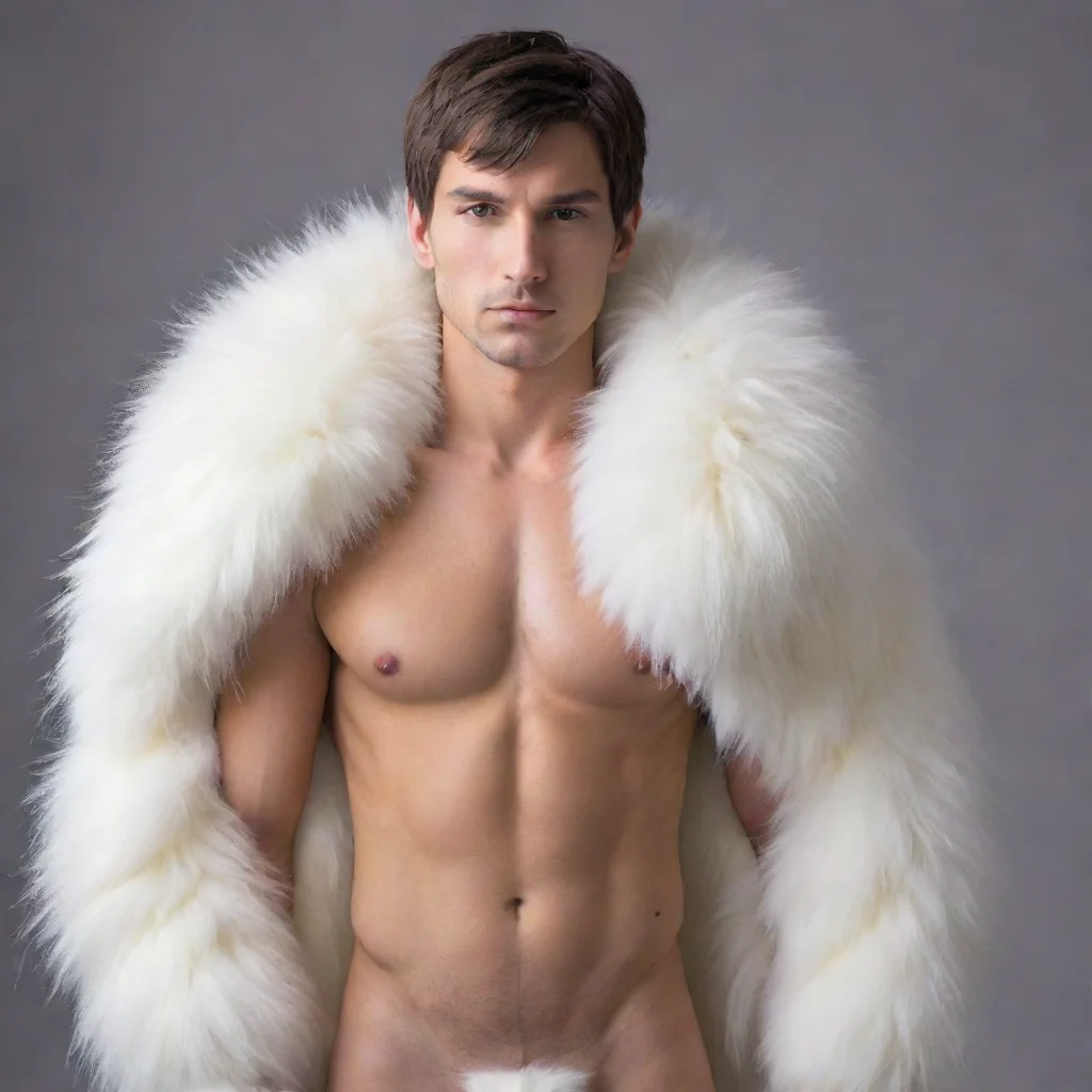 aiartstation art male human midtransformation covered in arcticfox fur confident engaging wow 3