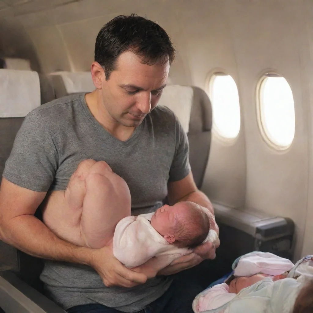 aiartstation art man changing a newborn baby on a plane confident engaging wow 3