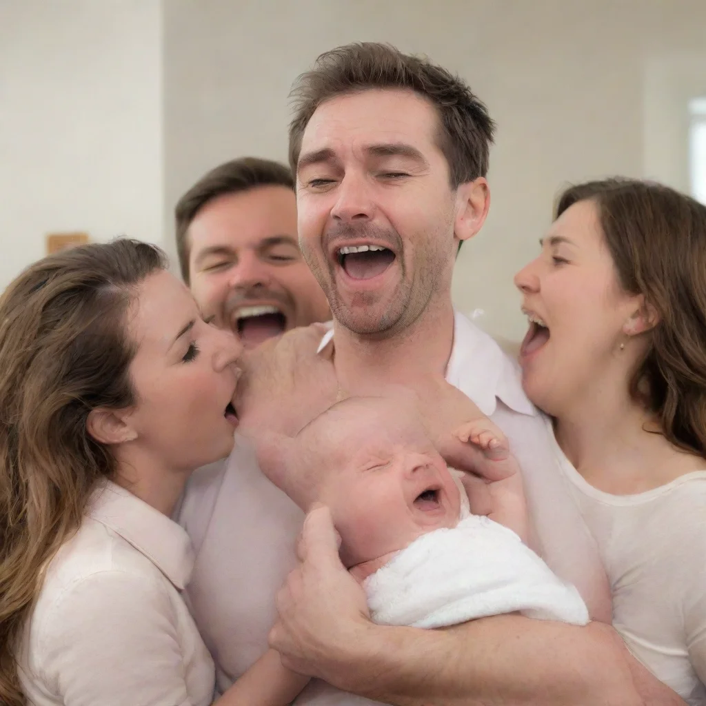aiartstation art man choking a newborn baby while other people laugh confident engaging wow 3