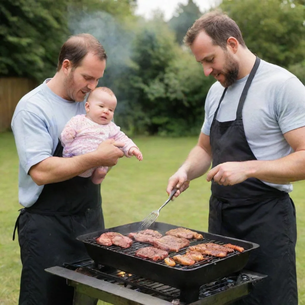 aiartstation art man cooking a baby on a bbq confident engaging wow 3