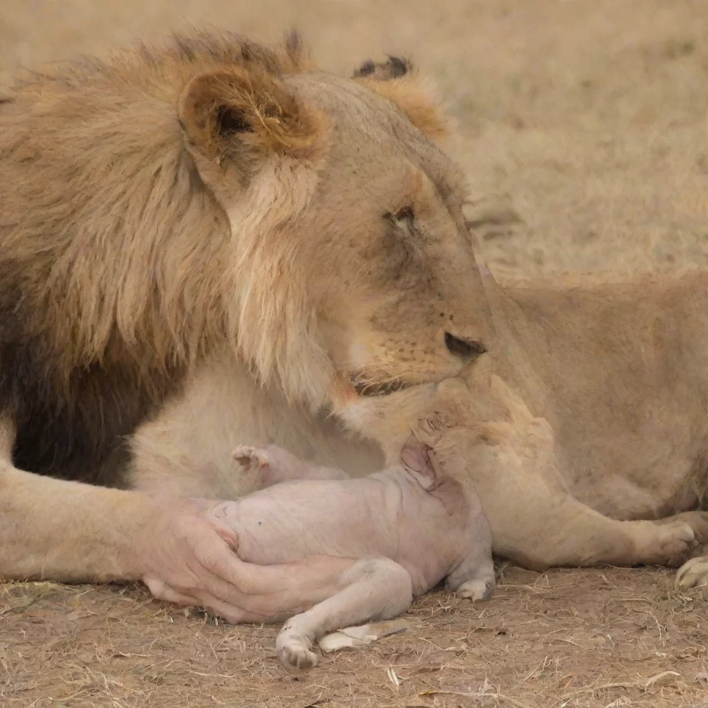 aiartstation art man feeds newborn baby to lions confident engaging wow 3