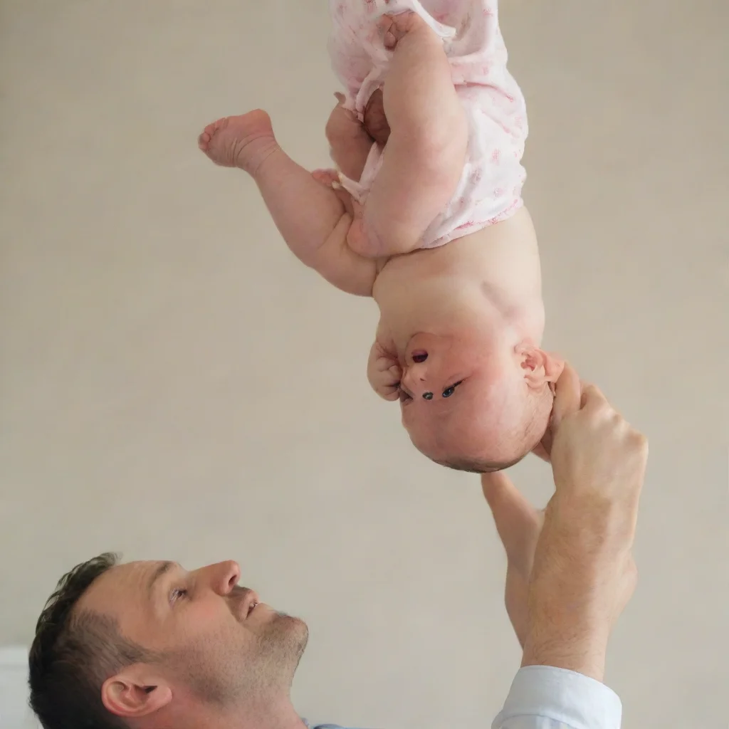 aiartstation art man hanging a newborn baby upside down confident engaging wow 3