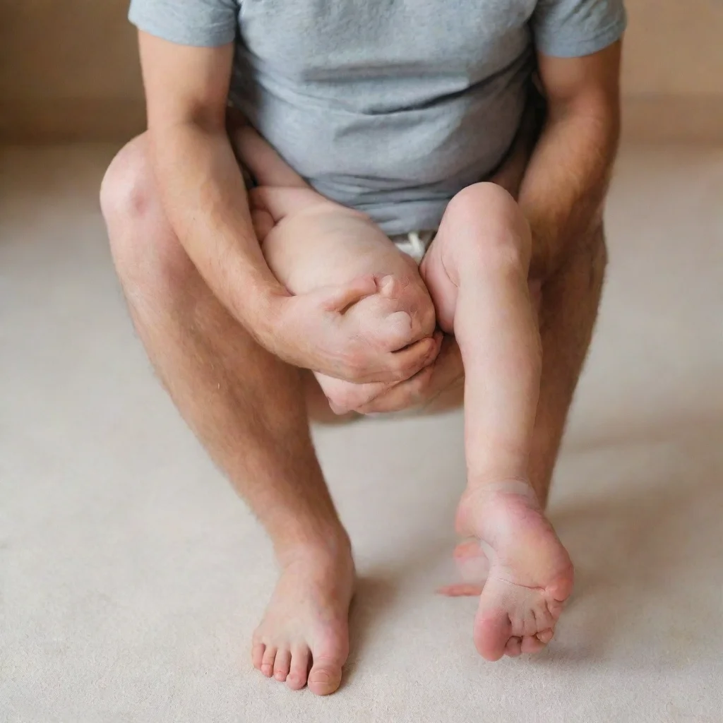 aiartstation art man holding newborn baby by the legs confident engaging wow 3