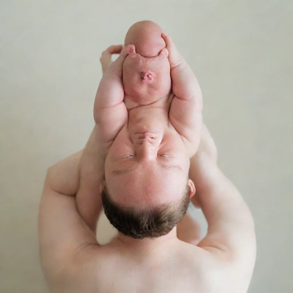 aiartstation art man holding newborn baby upside down confident engaging wow 3