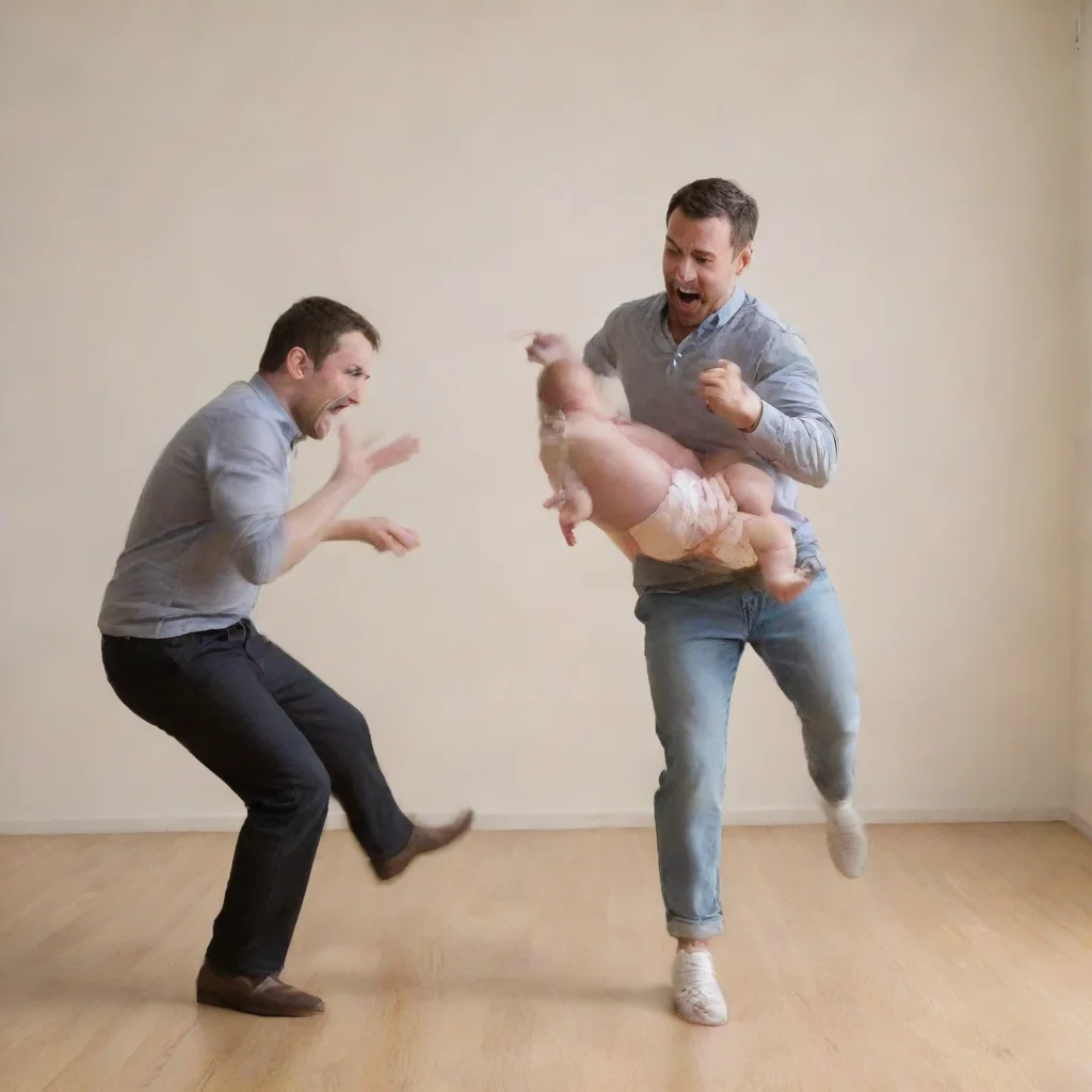 artstation art man kicking a baby  confident engaging wow 3