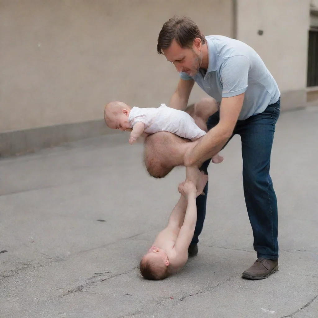 artstation art man puching a baby confident engaging wow 3