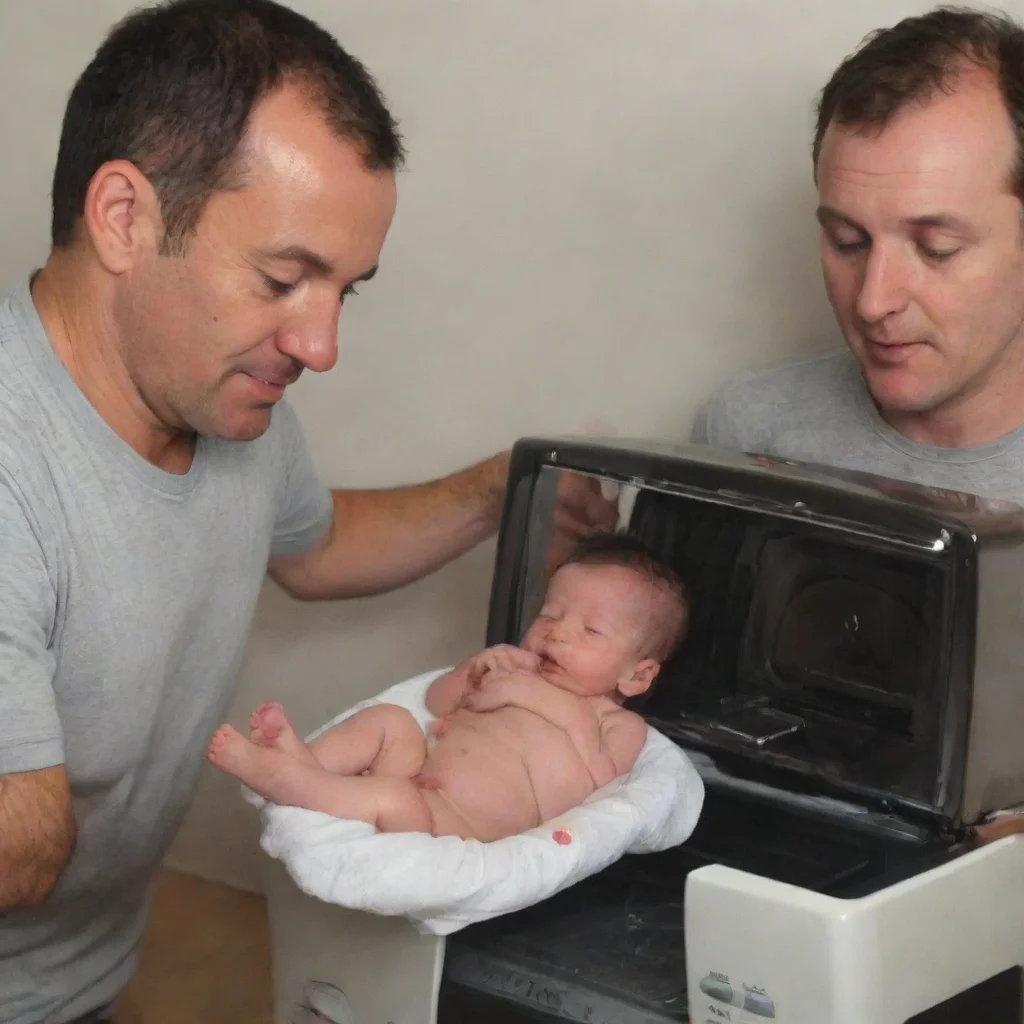 aiartstation art man puts newborn baby in a toaster confident engaging wow 3