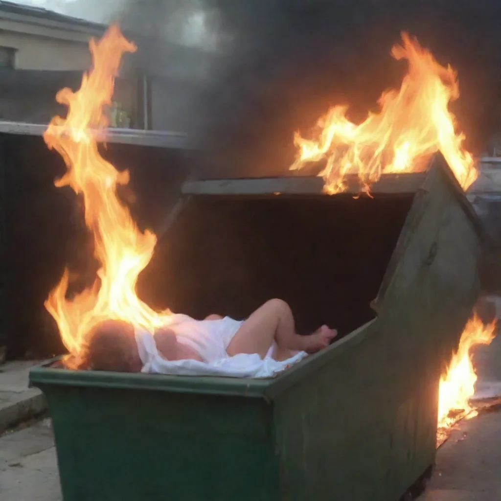 aiartstation art man putting newborn baby in a dumpster on fire confident engaging wow 3