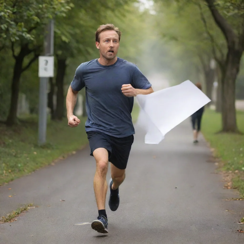 artstation art man running with 1 paper at a time confident engaging wow 3