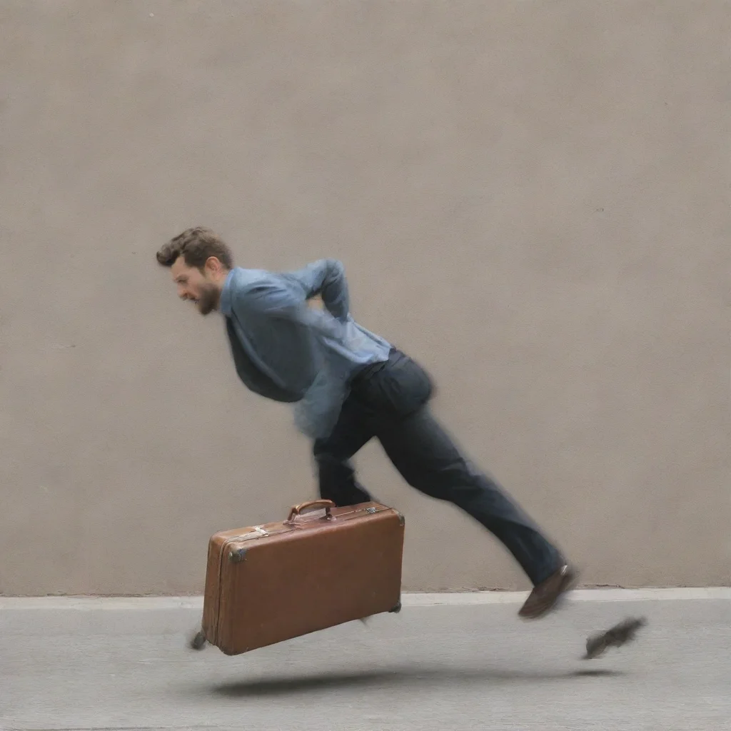 artstation art man running with suitcase confident engaging wow 3