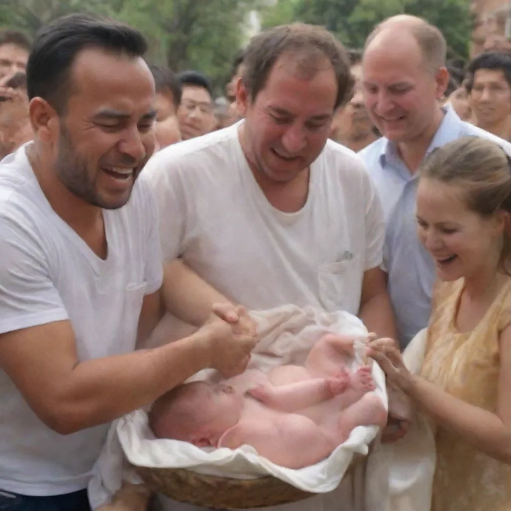 aiartstation art man sacrifices newborn baby while other people laugh confident engaging wow 3