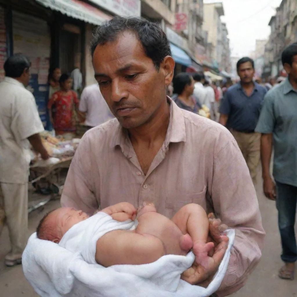 artstation art man selling a newborn baby confident engaging wow 3