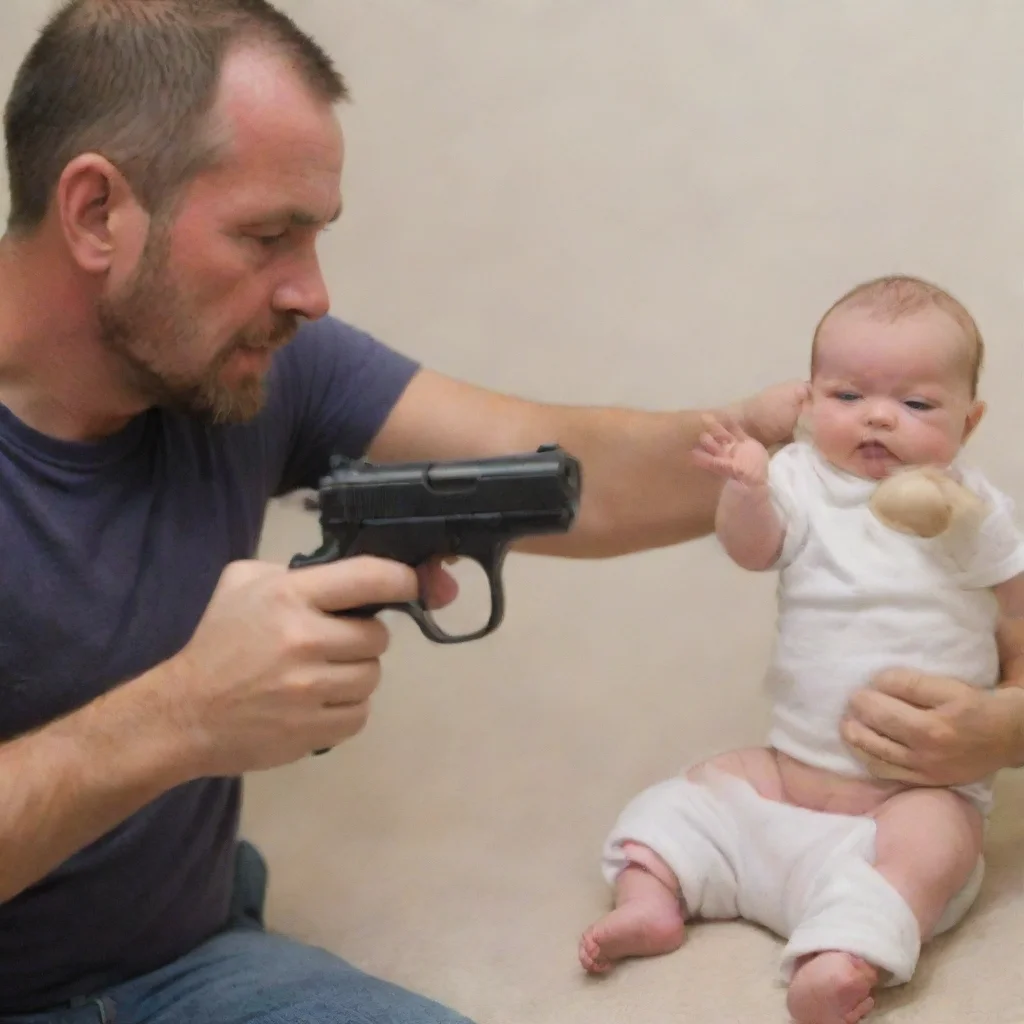 artstation art man shooting a baby confident engaging wow 3