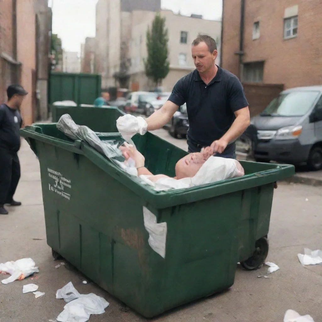 aiartstation art man throwing a newborn baby in the dumpster confident engaging wow 3