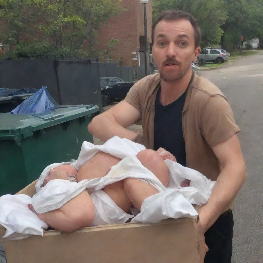 aiartstation art man throwing newborn babies in the dumpster confident engaging wow 3