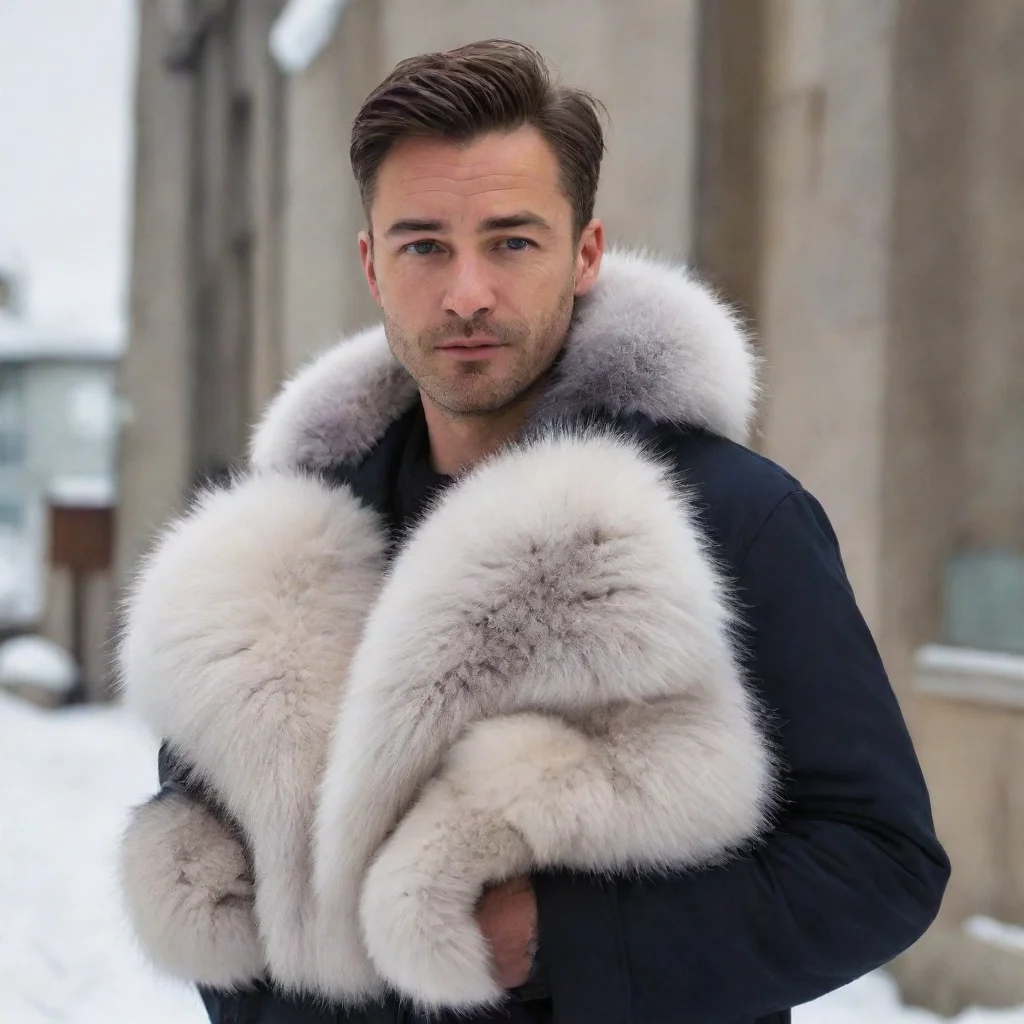 aiartstation art man wearing arctic fox fur confident engaging wow 3