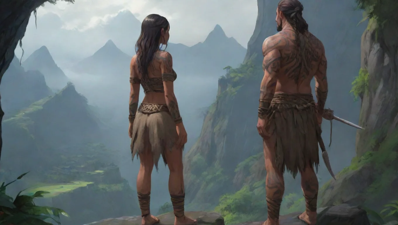artstation art maori warrior over shoulder lookout environment anime art ghibli dark horror  confident engaging wow 3 widescreen