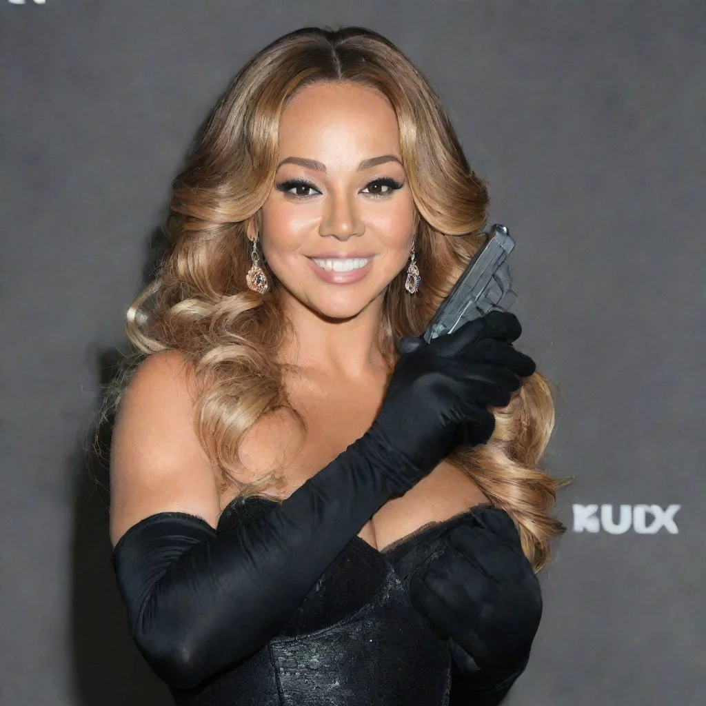 aiartstation art mariah carey smiling with black gloves and gun confident engaging wow 3