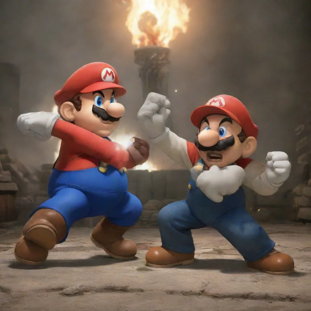 artstation art mario fighting hitler confident engaging wow 3