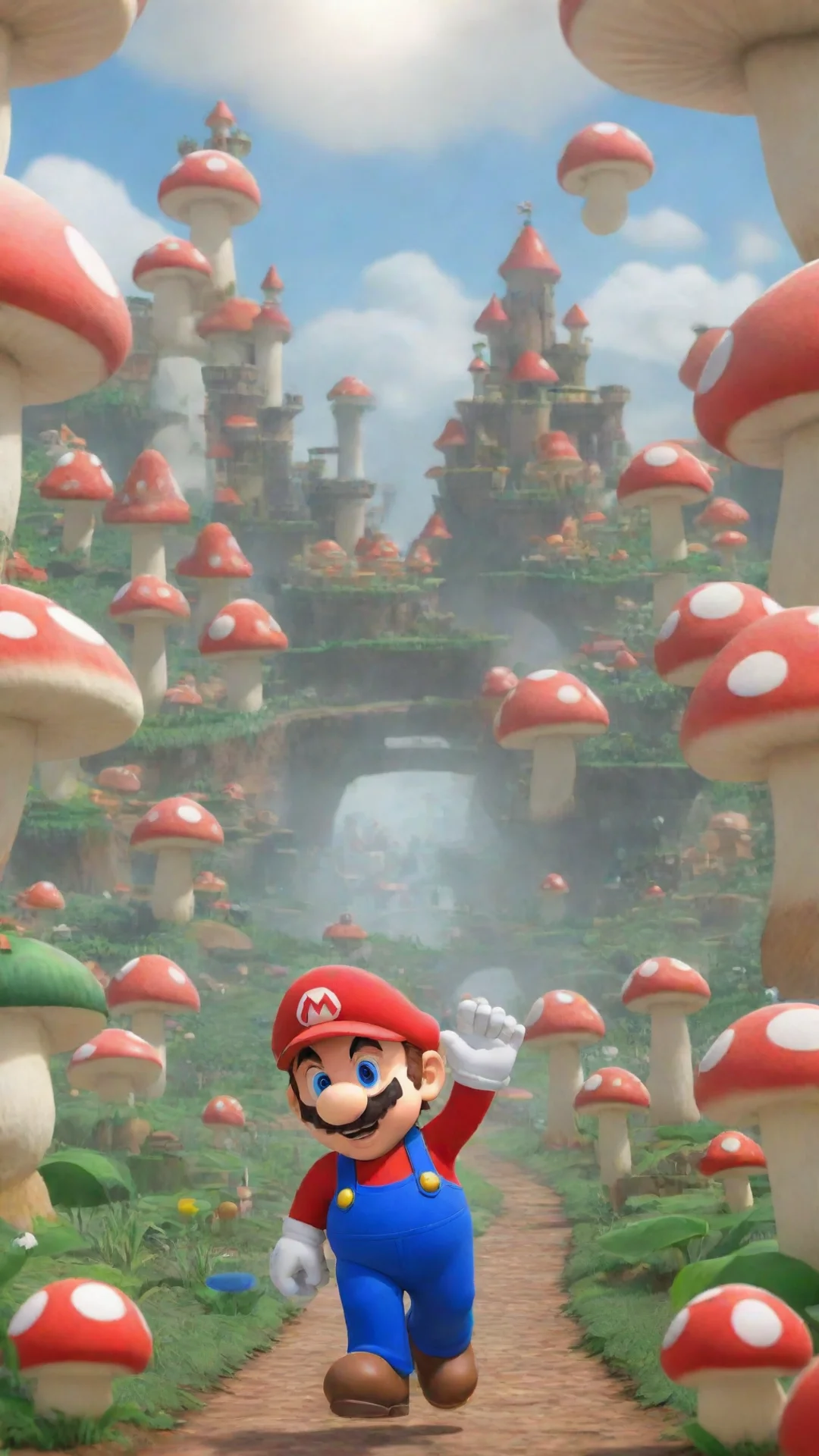 aiartstation art mario walking through the mushroom kingdom confident engaging wow 3 tall